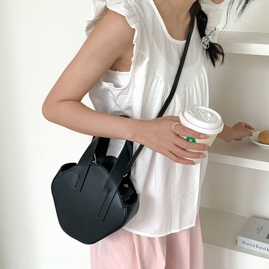 Bag Faux Top Plain Crossbody Leather Handle