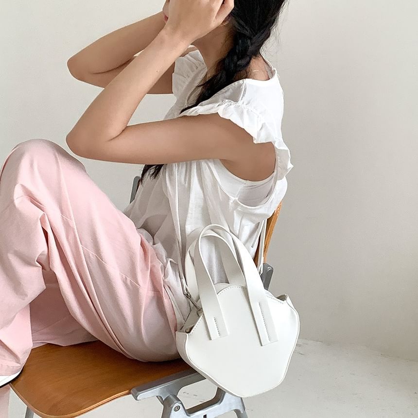 Bag Faux Top Plain Crossbody Leather Handle