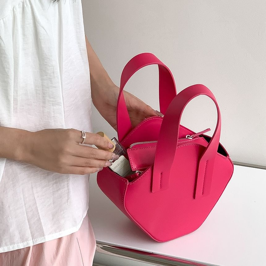 Bag Faux Top Plain Crossbody Leather Handle