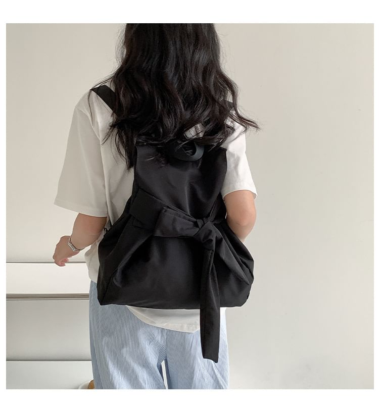 Backpack Plain Flap Nylon Bow
