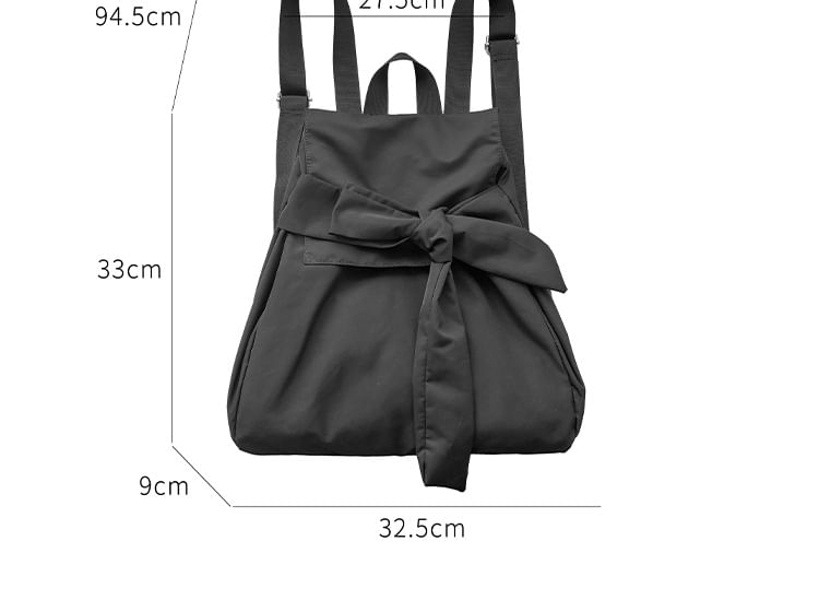 Backpack Plain Flap Nylon Bow