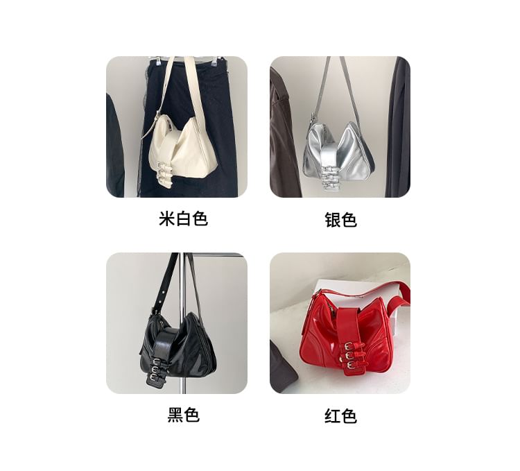 Faux Bag Shoulder Leather Buckled Plain