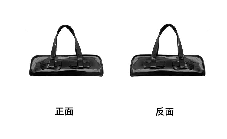 Leather Bag Shoulder Patent Bow Accent Plain