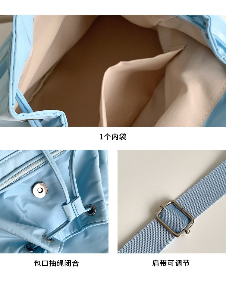 Plain Backpack Nylon Flap Drawstring