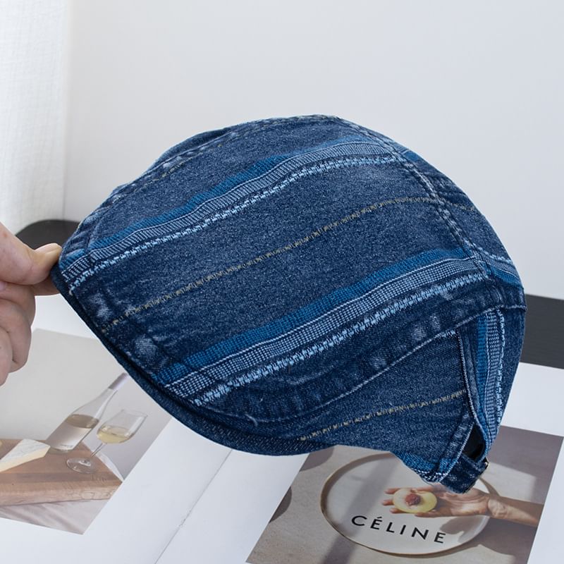 Denim Cap Washed Striped Flat