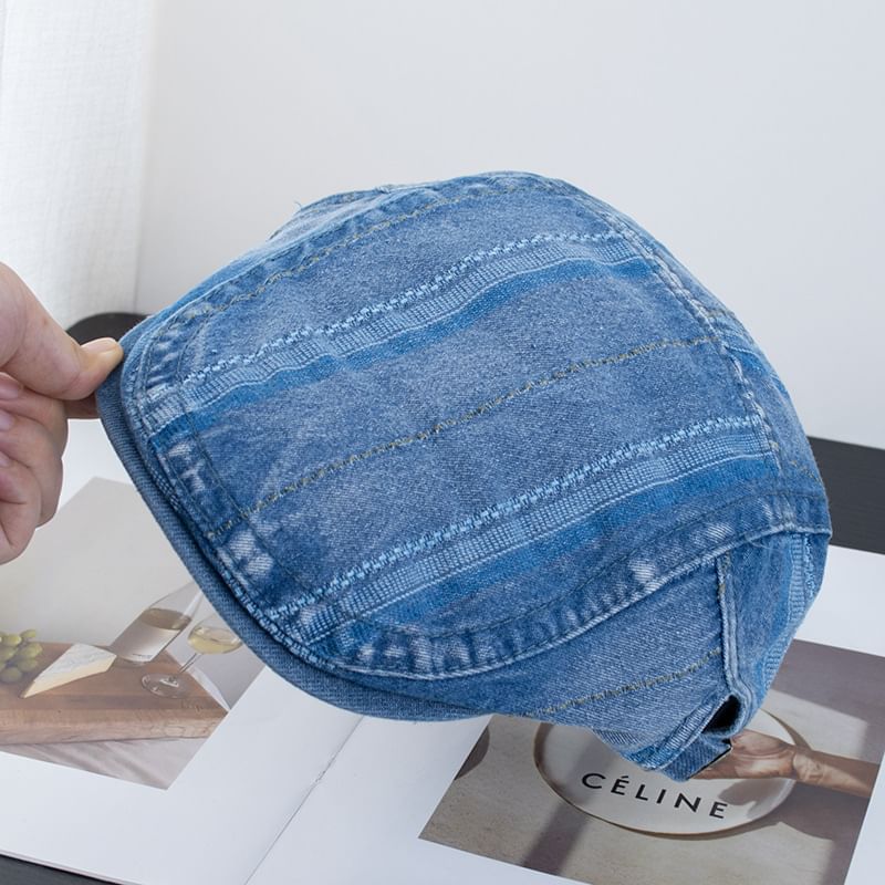 Denim Cap Washed Striped Flat