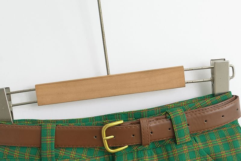 High-Rise Checked Mini Trapeze Skirt