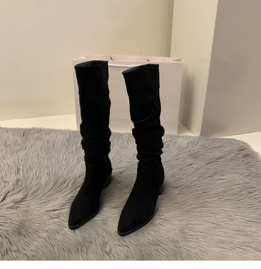Chunky Heel Tall Boots Pointy