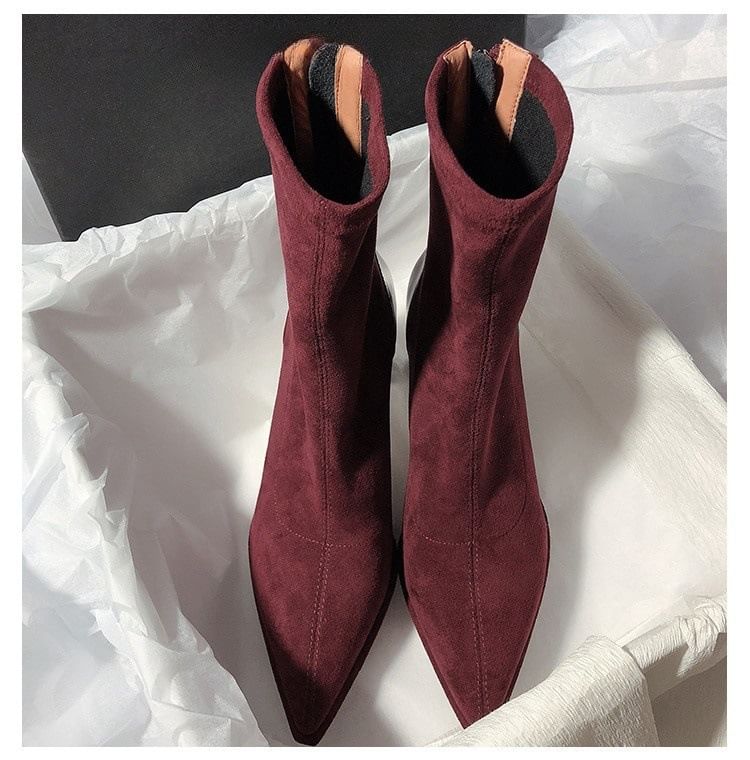 Heel Short Chunky Boots Pointy