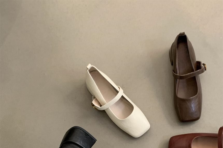 Jane Chunky Shoes Heel Mary Square-Toe