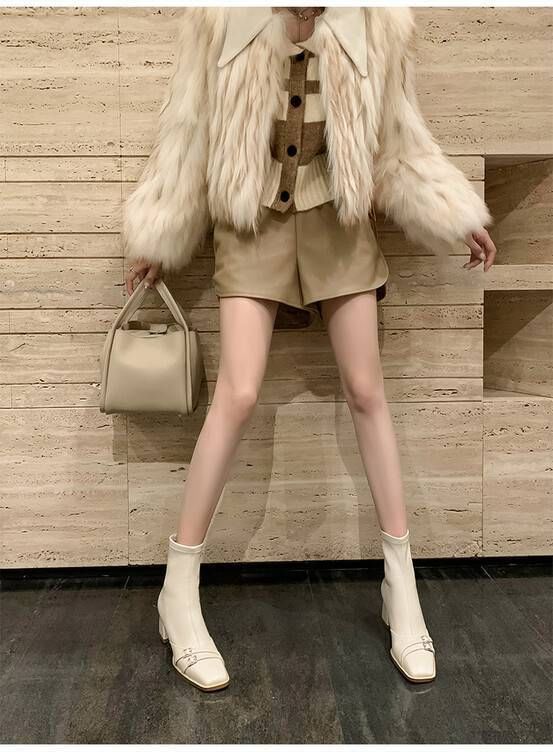 Square-Toe Boots Heel Chunky Buckled Short