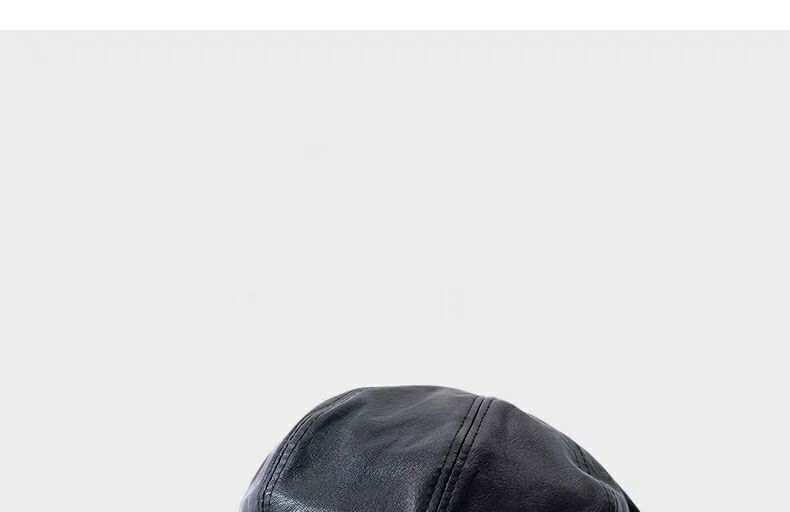 Leather Plain Faux Cap Newsboy