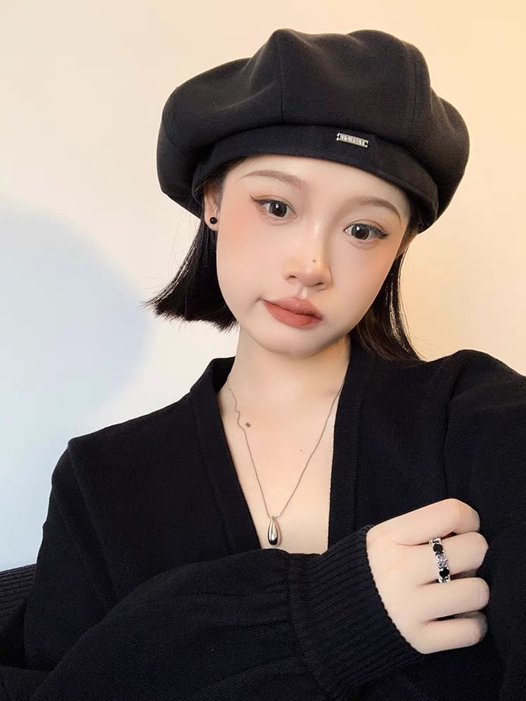 Applique Beret Blend Wool