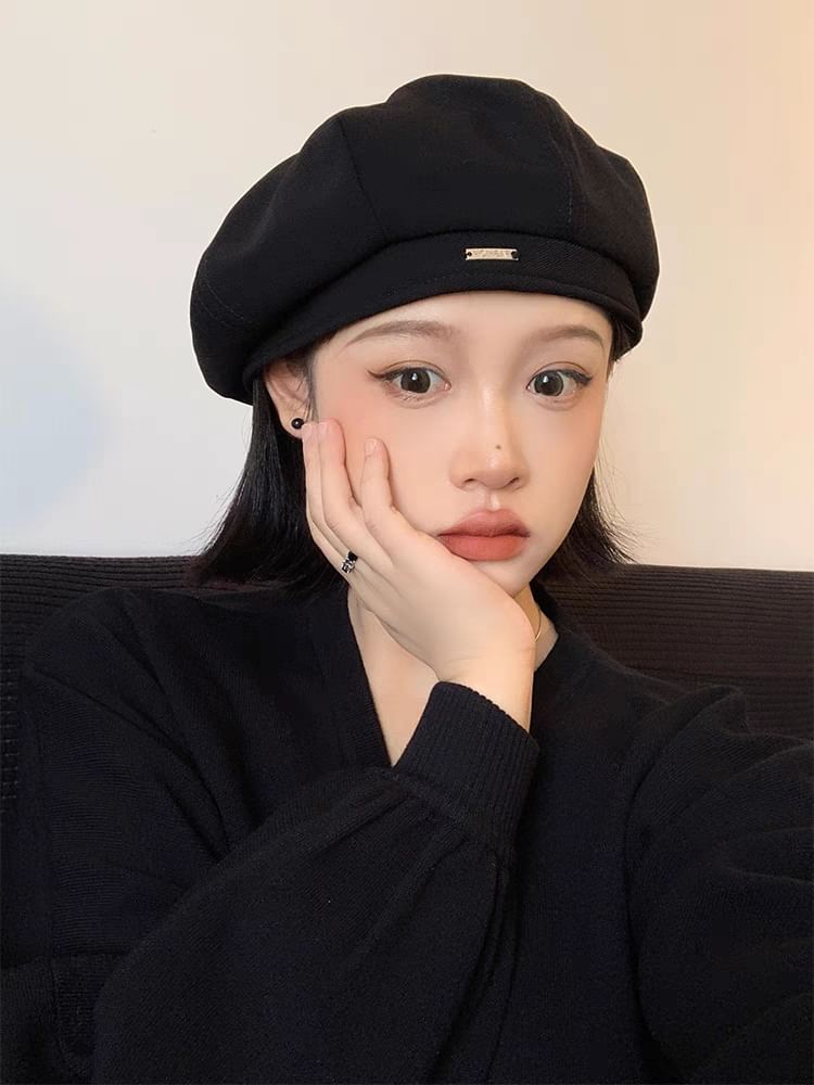 Applique Beret Blend Wool