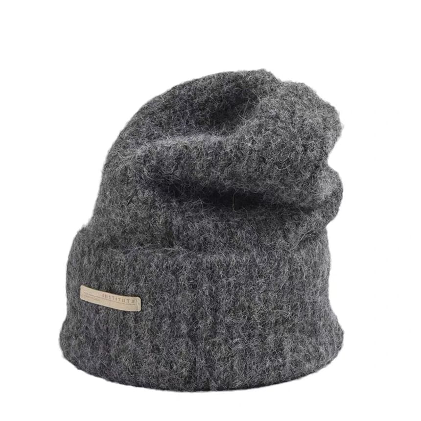 Knit Beanie Plain Fuzzy
