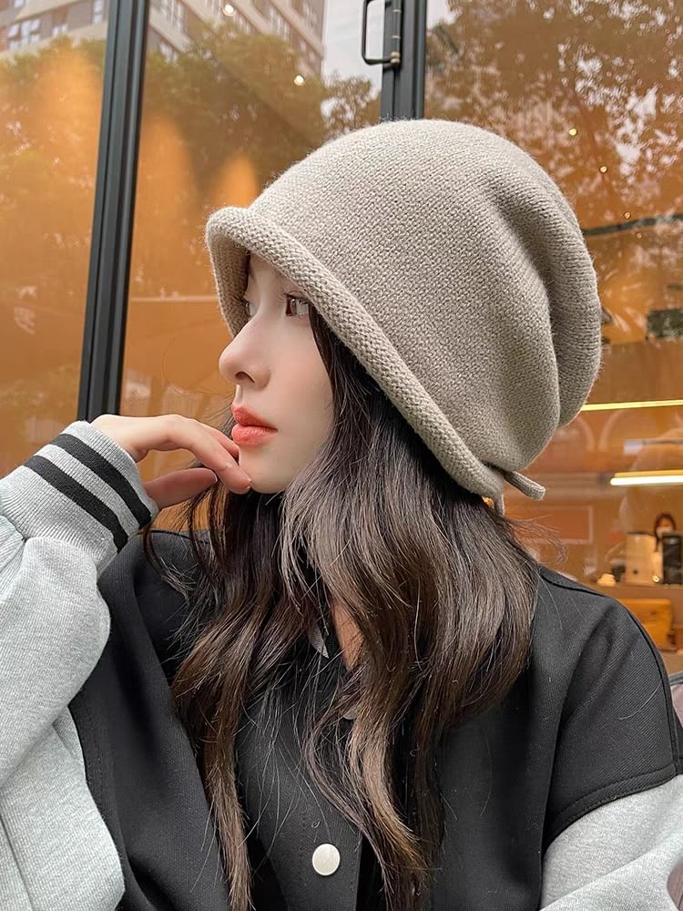 Bowknot Plain Beanie