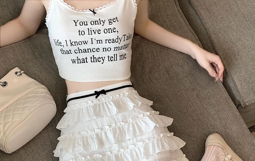 Bow Skirt A-Line Mini High Rise Tiered