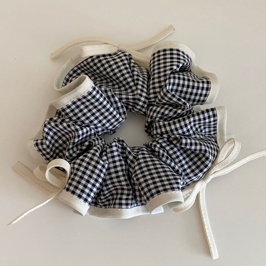 Bow Accent Gingham Scrunchie