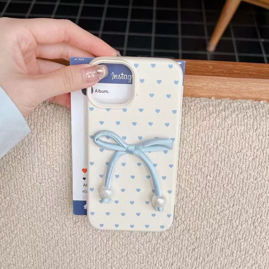 Heart Faux Phone Case Bow Set Adhesive Decoration Leather /