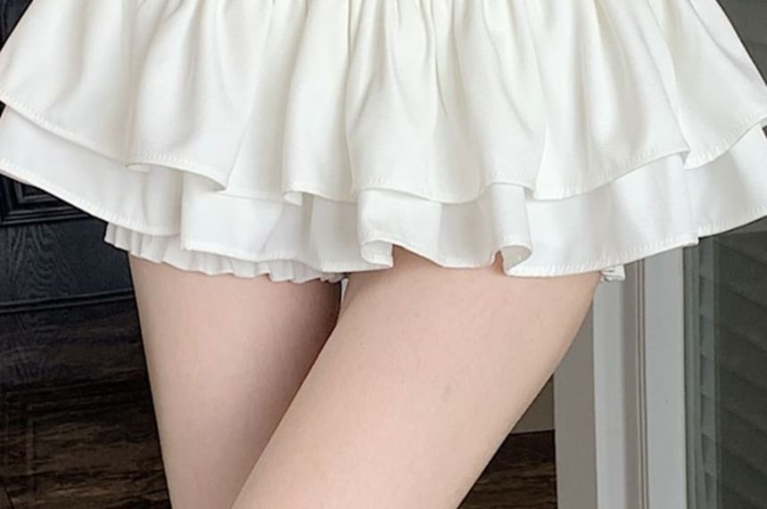 High-Rise Solid Mini A-Line Skirt