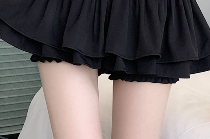 High-Rise Solid Mini A-Line Skirt