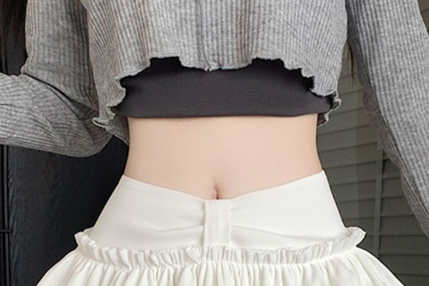 High-Rise Solid Mini A-Line Skirt
