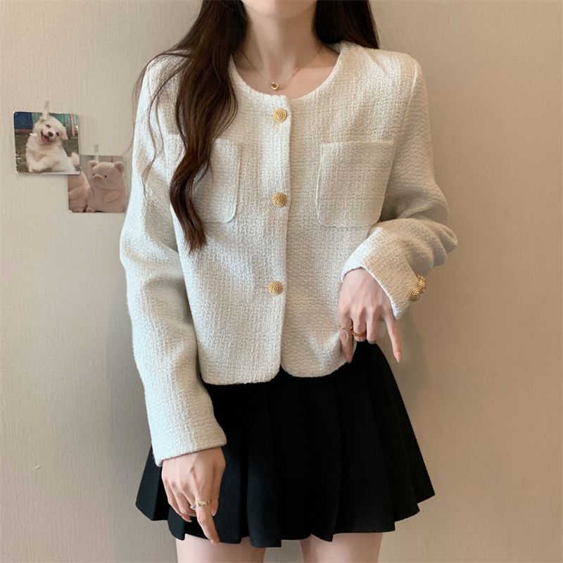 Button-Up Tweed Jacket