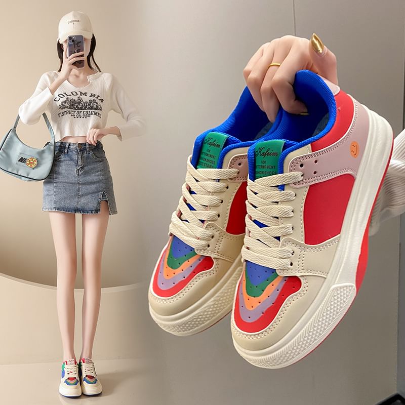 Sneakers Block Platform Color