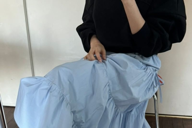 Stretch Waist Tiered Maxi Flared Skirt