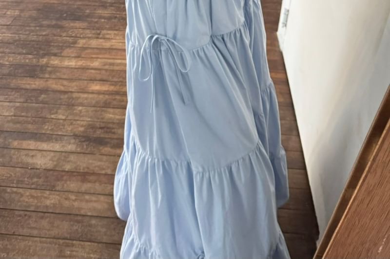 Stretch Waist Tiered Maxi Flared Skirt