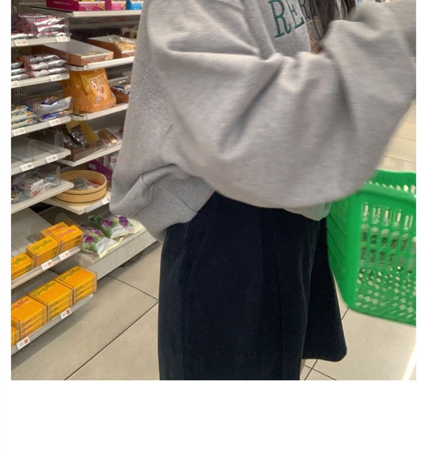 Round Neck Lettering Dog Embroidered Sweatshirt