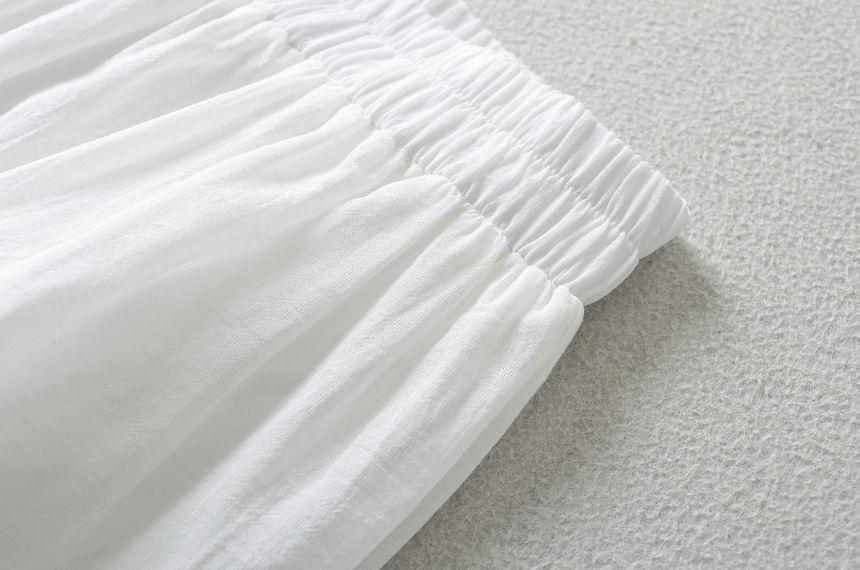 High Waist Lace Trim Tiered Mini Flared Skirt