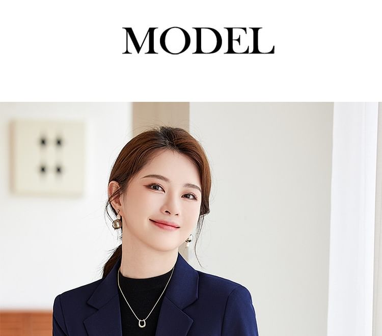 Notched-Lapel Single-Breasted Blazer with Pleated Flare Skirt Set