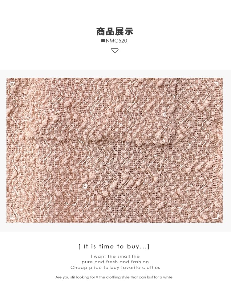 Textured Crew-Neck Tweed Jacket