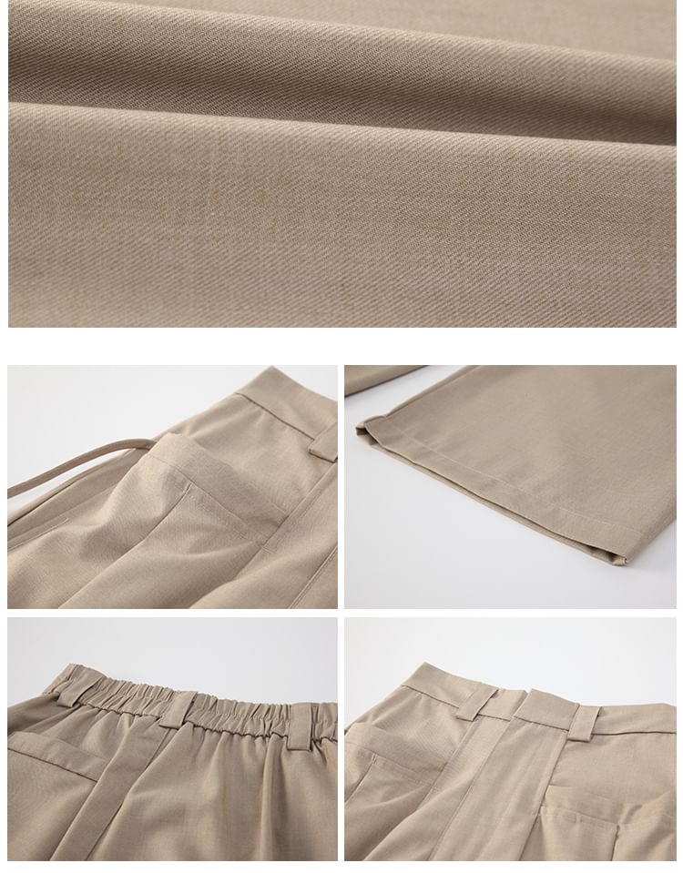 High Plain Rise Suit Pants Leg Pleated Wide