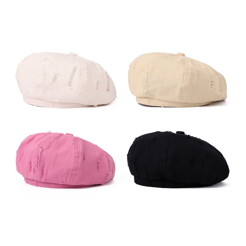 Distressed Plain Beret