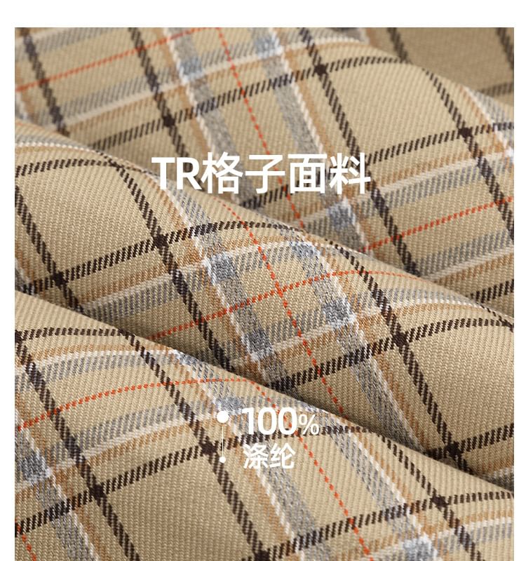 High-Waist Checkered Pleated Mini A-Line Skirt