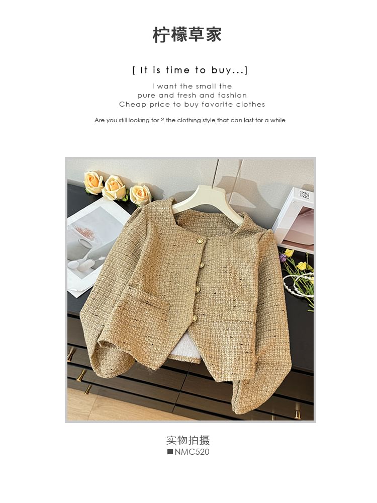 Square-Neck Tweed Jacket