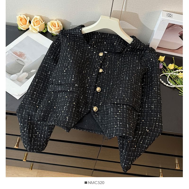 Square-Neck Tweed Jacket