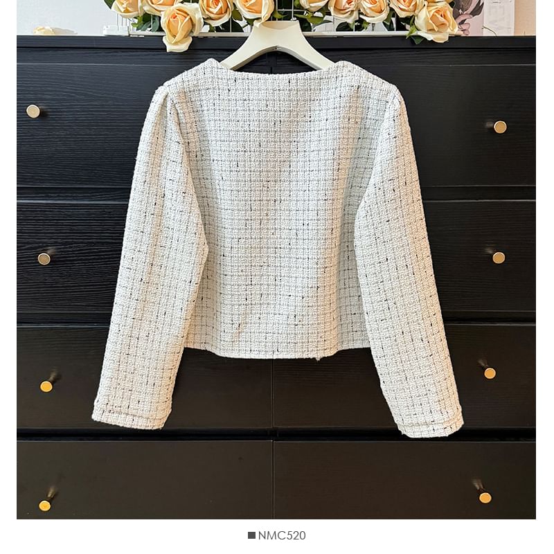 Square-Neck Tweed Jacket