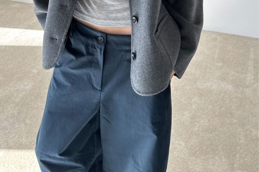 Plain Button-Up Woolen Jacket