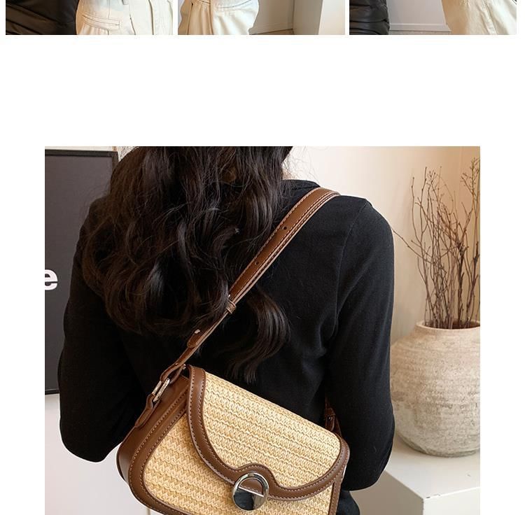 Tone Crossbody Bag Straw Flap Two
