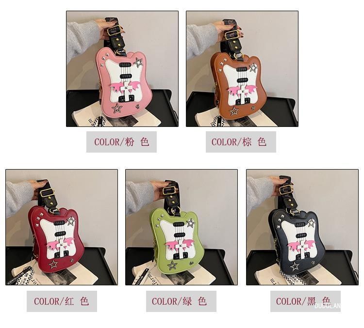 Bag Studded Star Violin Applique Crossbody