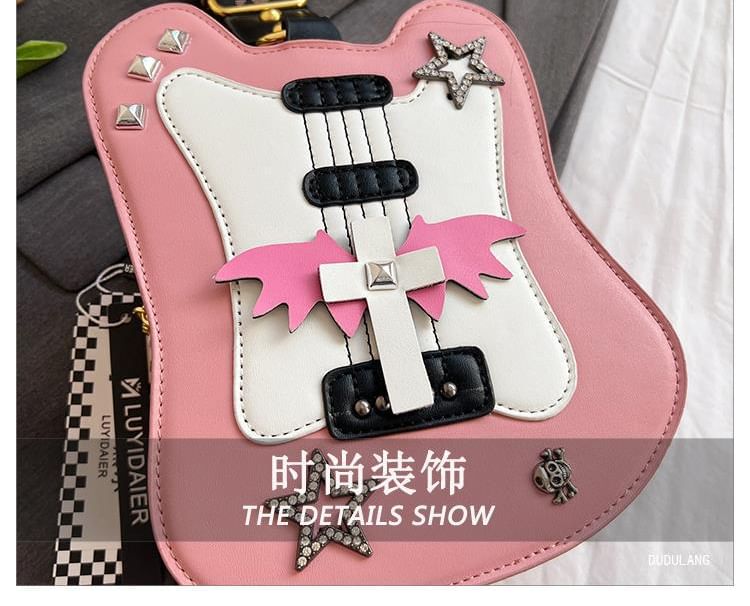 Bag Studded Star Violin Applique Crossbody