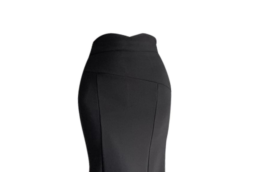 High-Rise Slit Mermaid Hem Midi Skirt