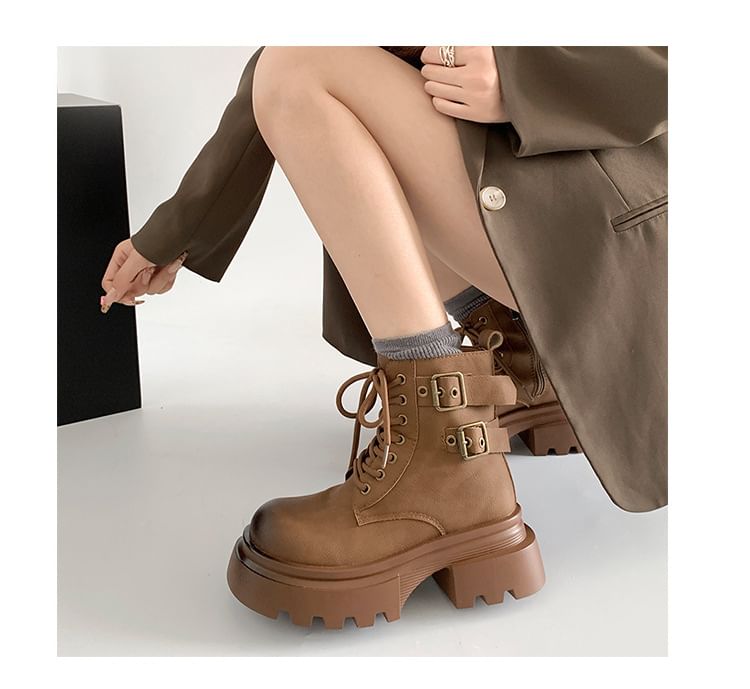 Boots Lace-Up Short Platform