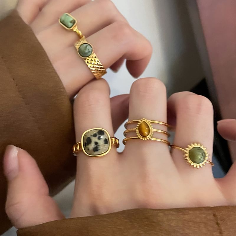 Open Alloy Ring (Various Faux Designs) Turquoise