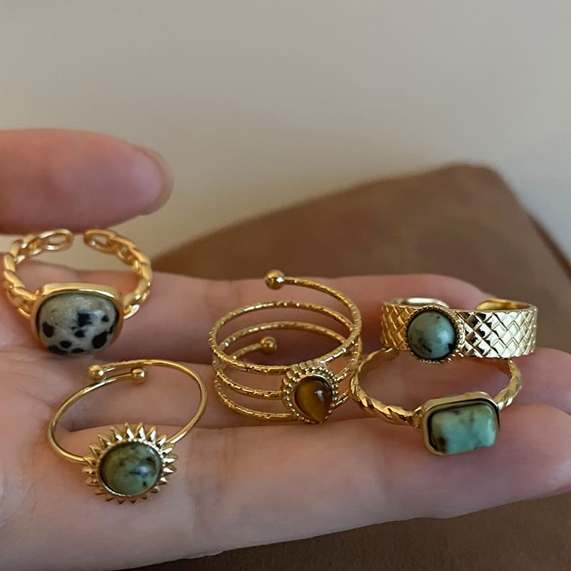 Open Alloy Ring (Various Faux Designs) Turquoise