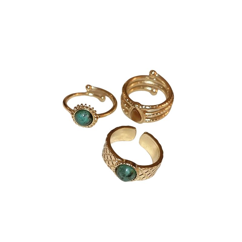 Open Alloy Ring (Various Faux Designs) Turquoise