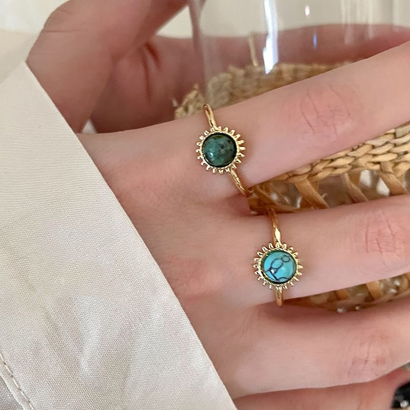 Ring Sun Open Alloy Gemstone Faux